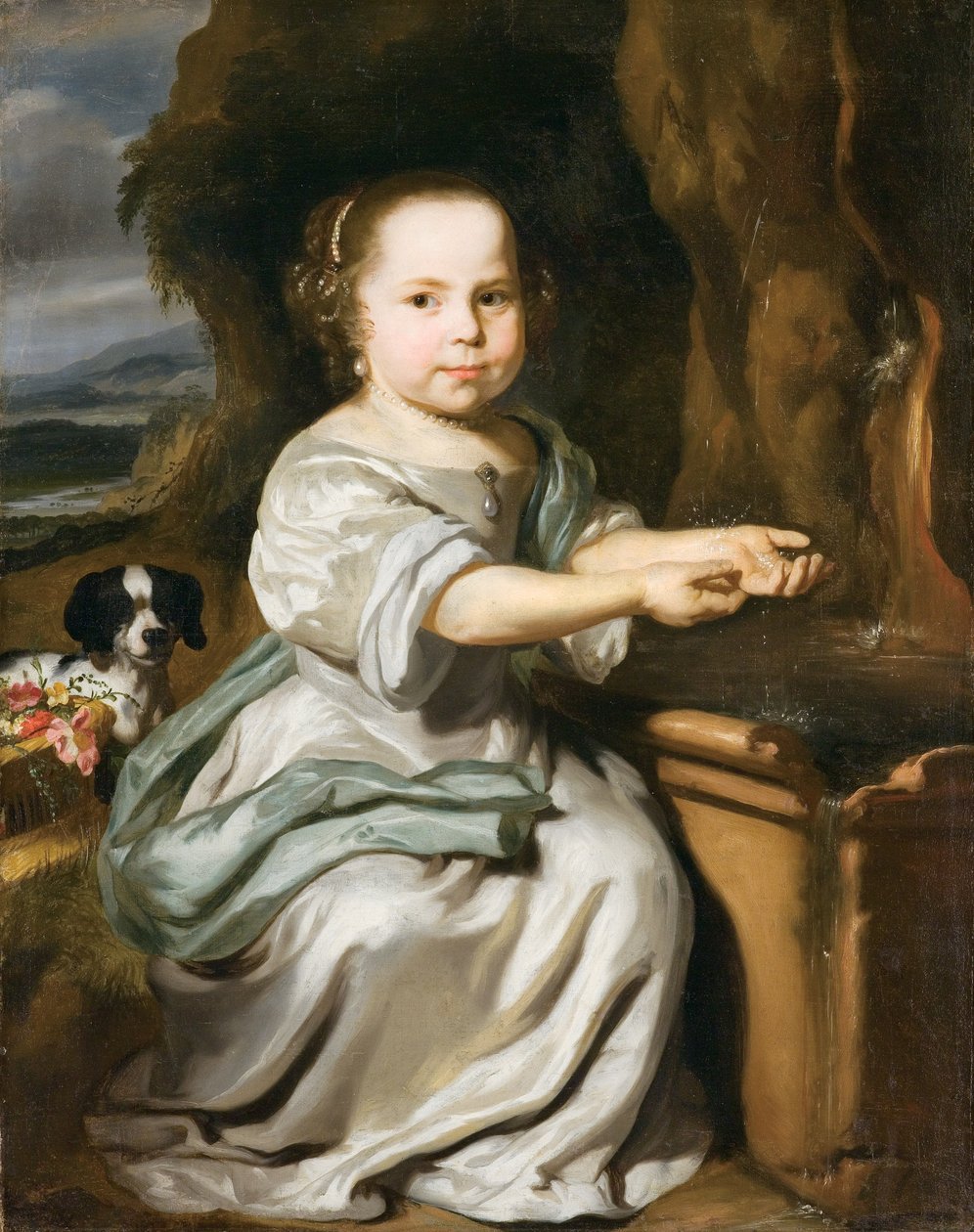 Portret van een meisje door Nicolaes Maes