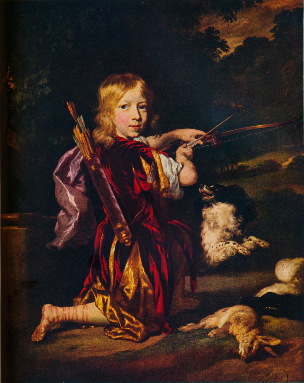 Jongen met bogen en pijlen, c1670 door Nicolaes Maes