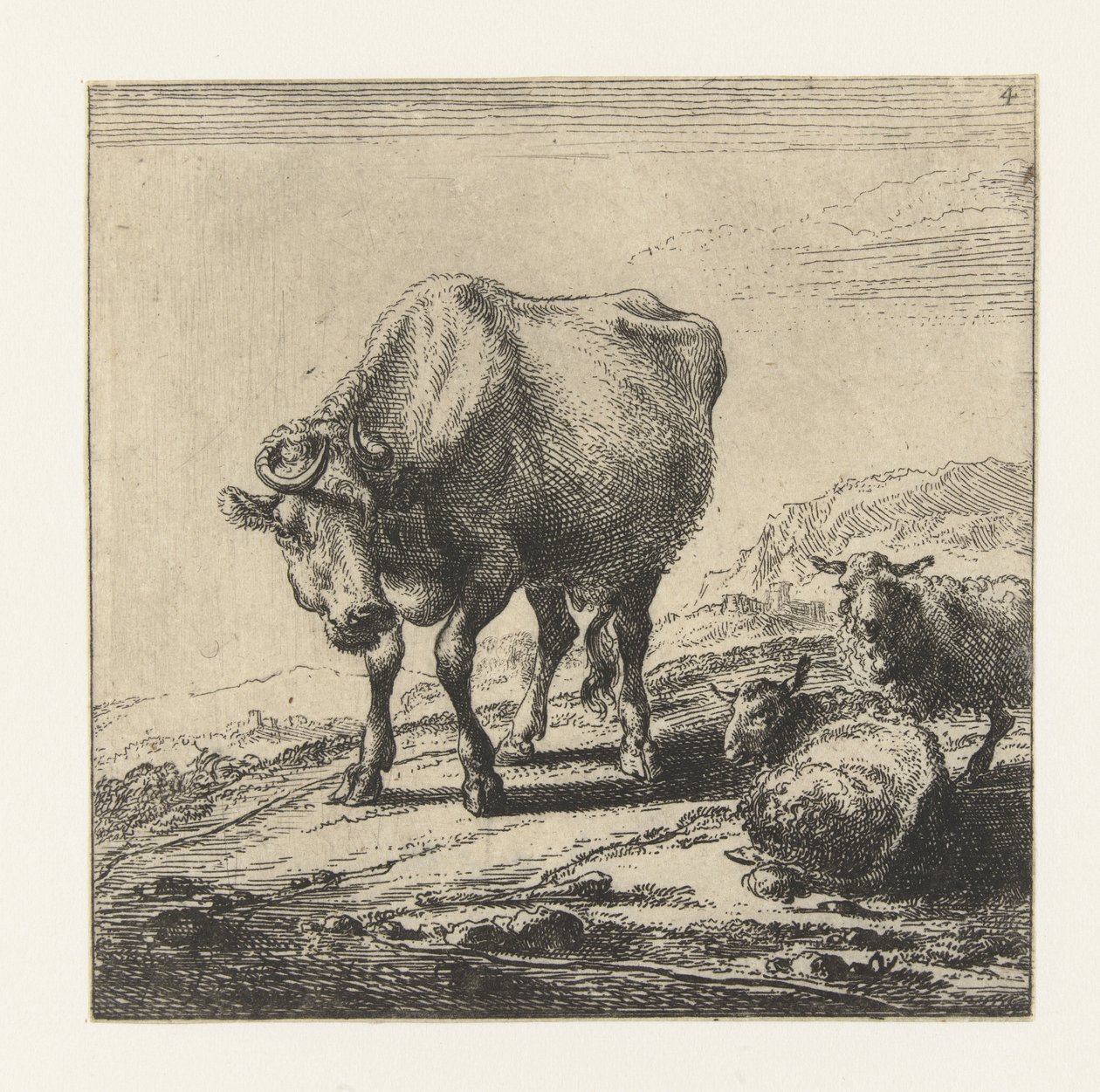 Koe en twee schapen door Nicolaes Pietersz Berchem