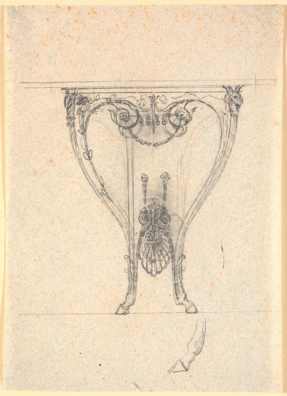 Een console tafel met gebogen bokkenpoten door Nicolai Abildgaard