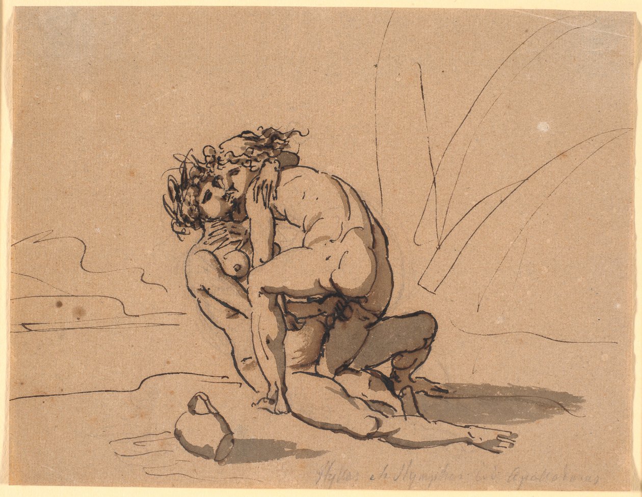 Hylas Gecaressed door de Nimf door Nicolai Abildgaard