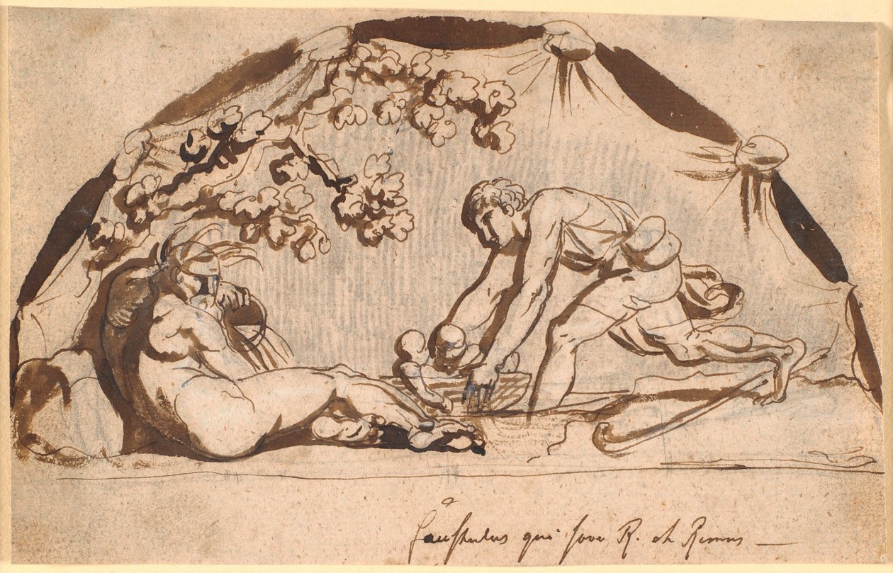 De herder Faustulus vindt Romulus en Remus door Nicolai Abildgaard