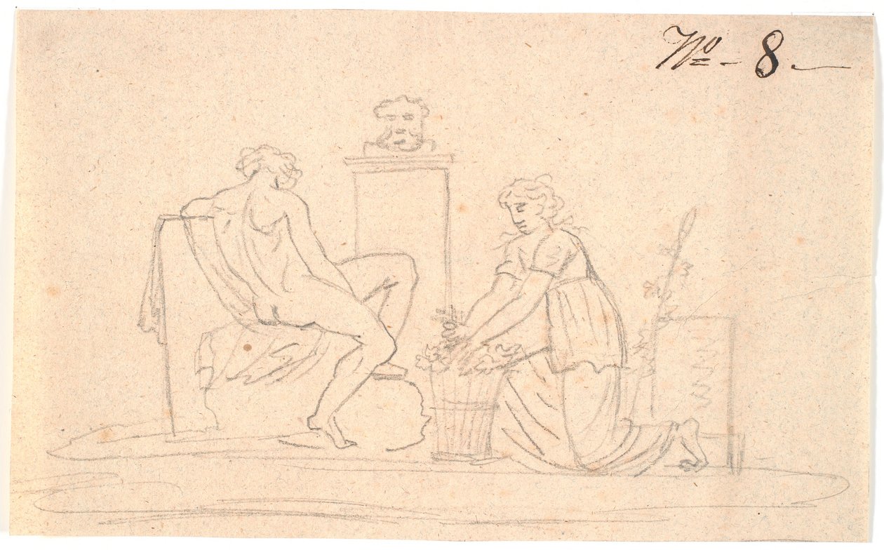 Scène met twee figuren door Nicolai Abildgaard