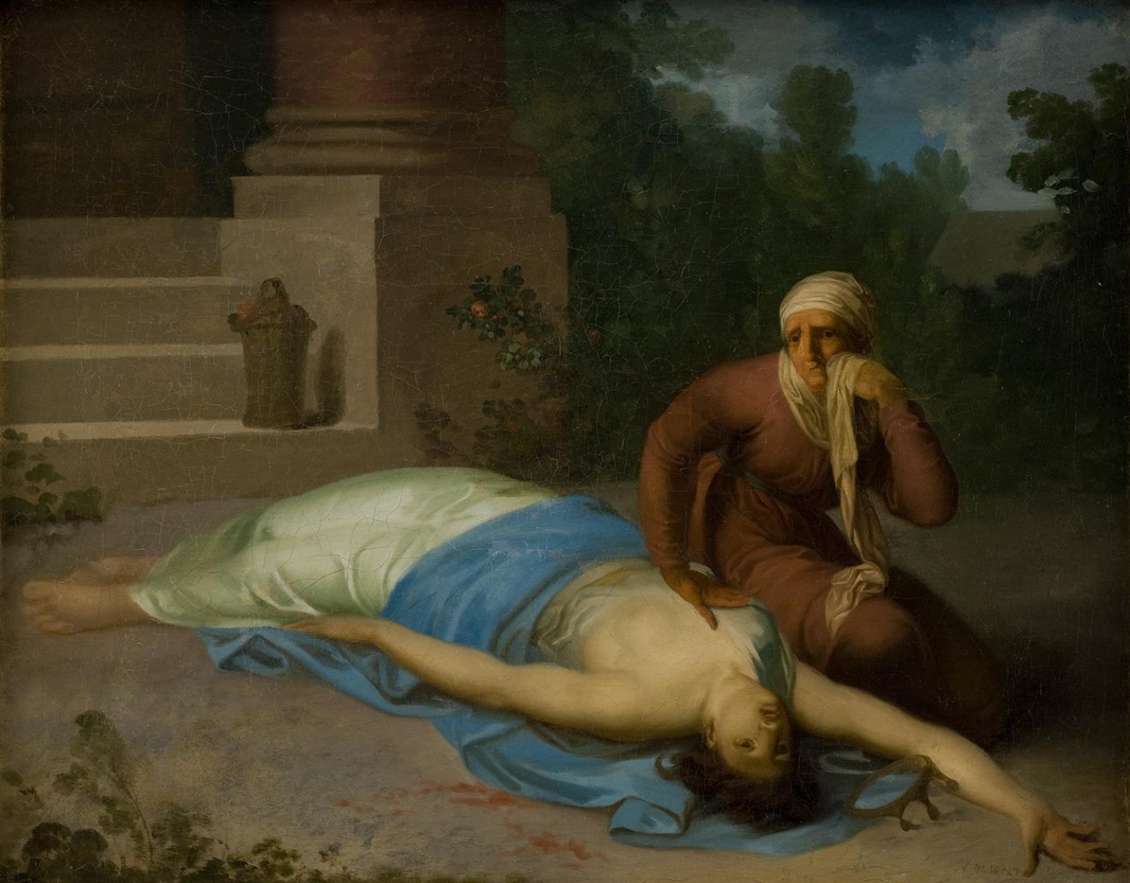 De stervende Messalina en haar moeder door Nicolai Abildgaard