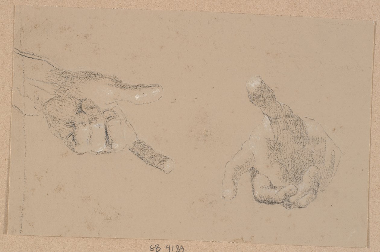 Twee studies van een hand door Nicolai Abildgaard