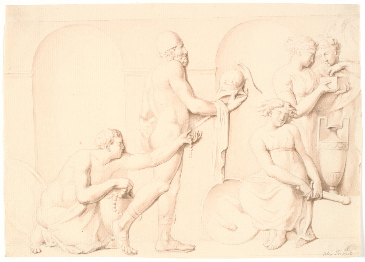 Odysseus ontdekt Achilles tussen de dochters van Lycomedes door Nicolai Abildgaard