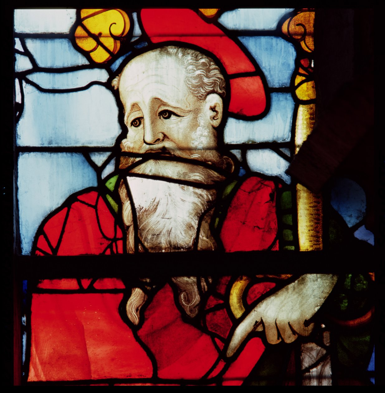 St. Paulus, detail van het raam met de vier evangelisten en vier kerkvaders, zuidelijk transept, 1551 door Nicolas Le Prince