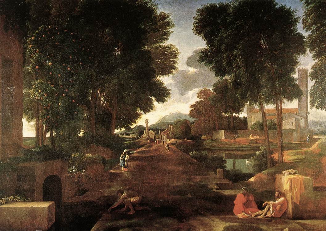 Een Romeinse weg door Nicolas Poussin