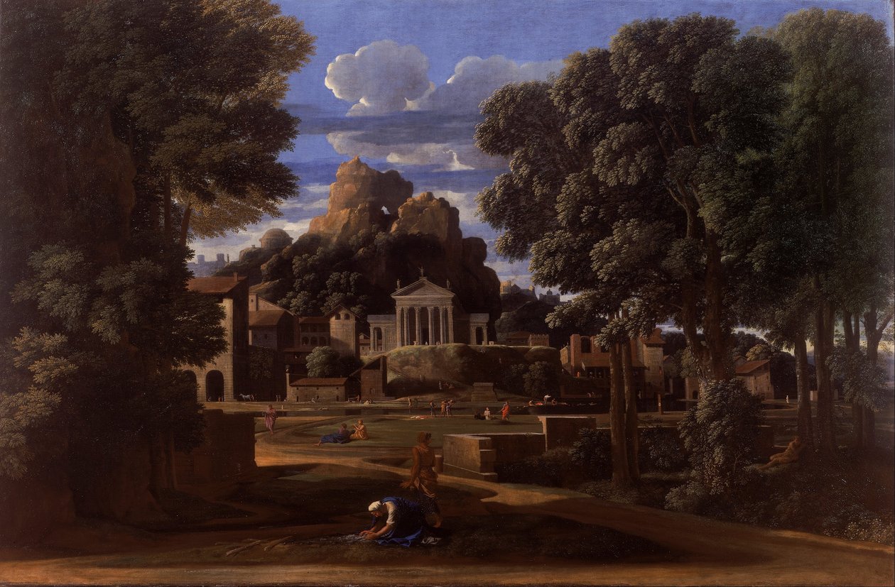 Landschap met de as van Phocion door Nicolas Poussin