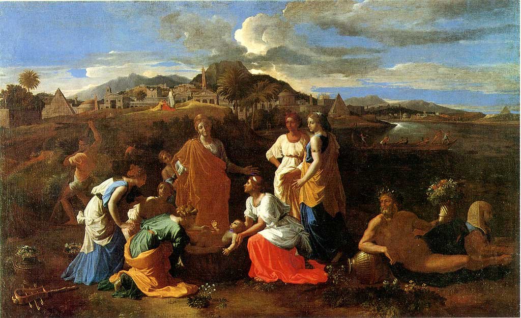 Mozes gered uit het water door Nicolas Poussin