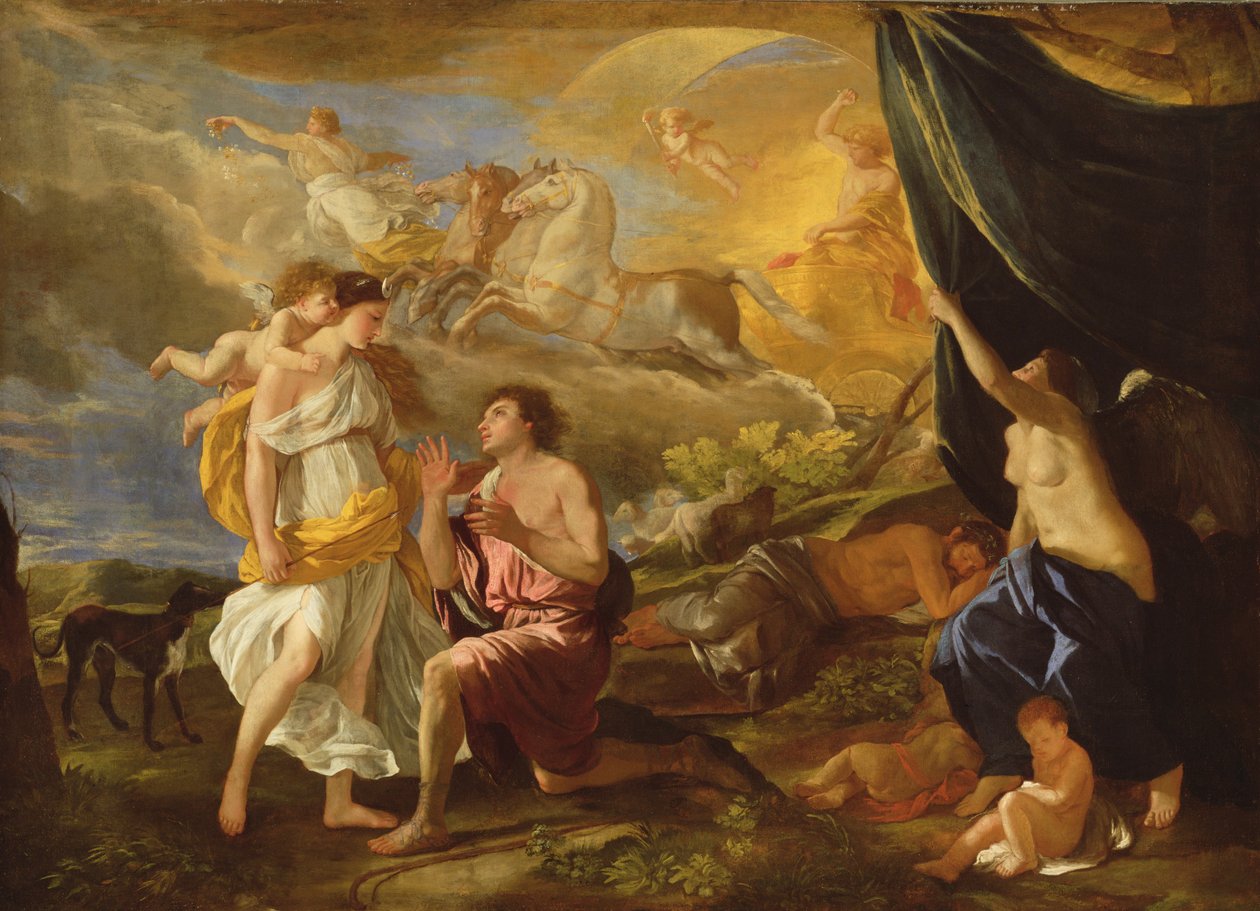 Selene en Endymion, c.1630 door Nicolas Poussin