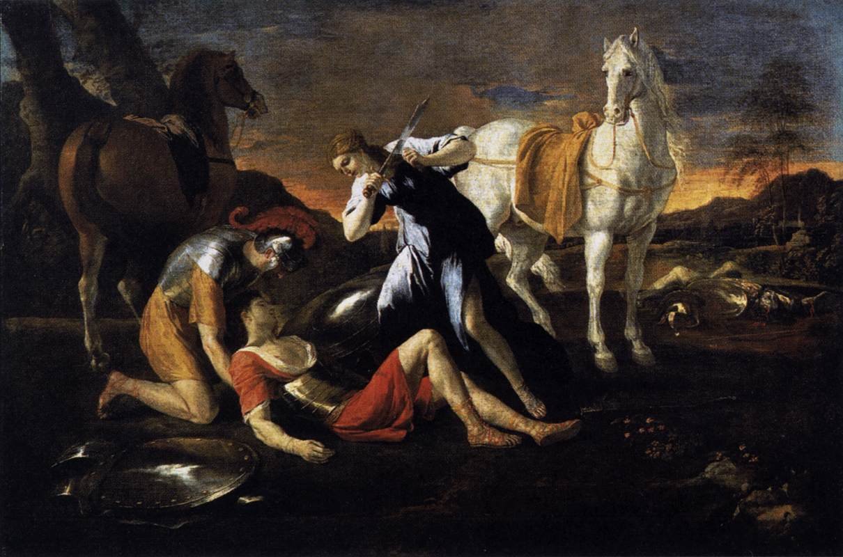 Tancred en Erminia door Nicolas Poussin
