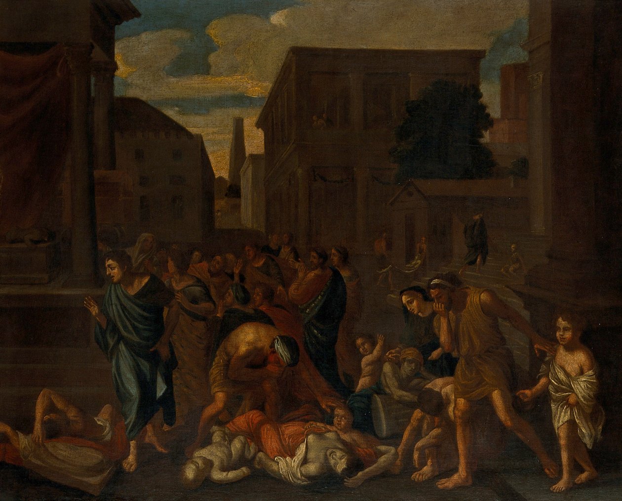 De plaag van de Filistijnen in Asdod door Nicolas Poussin