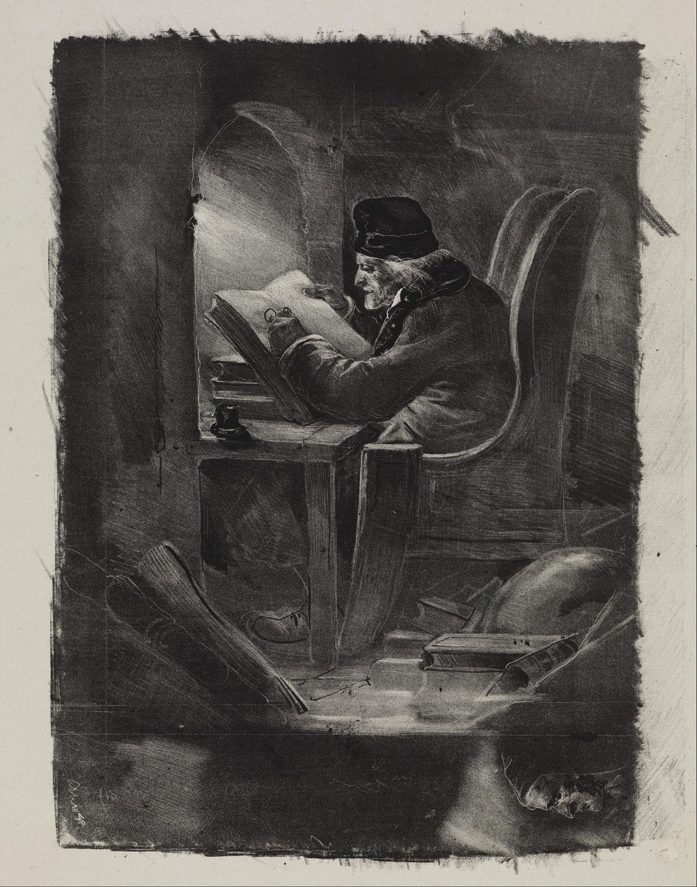 Essai à la manière noire (Een geograaf) door Nicolas Toussaint Charlet