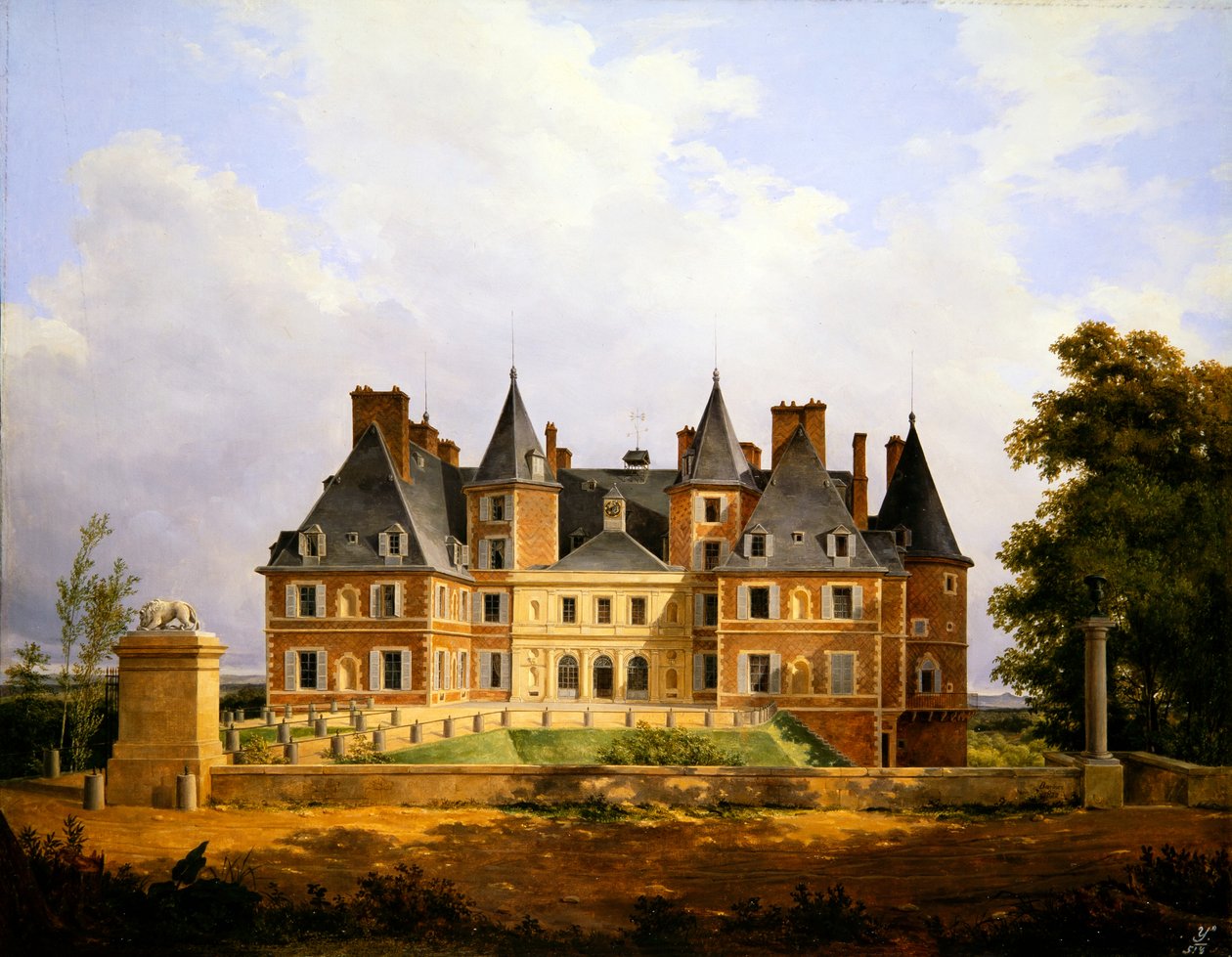 Uitzicht op een Frans kasteel door Nicolas Alexandre Barbier