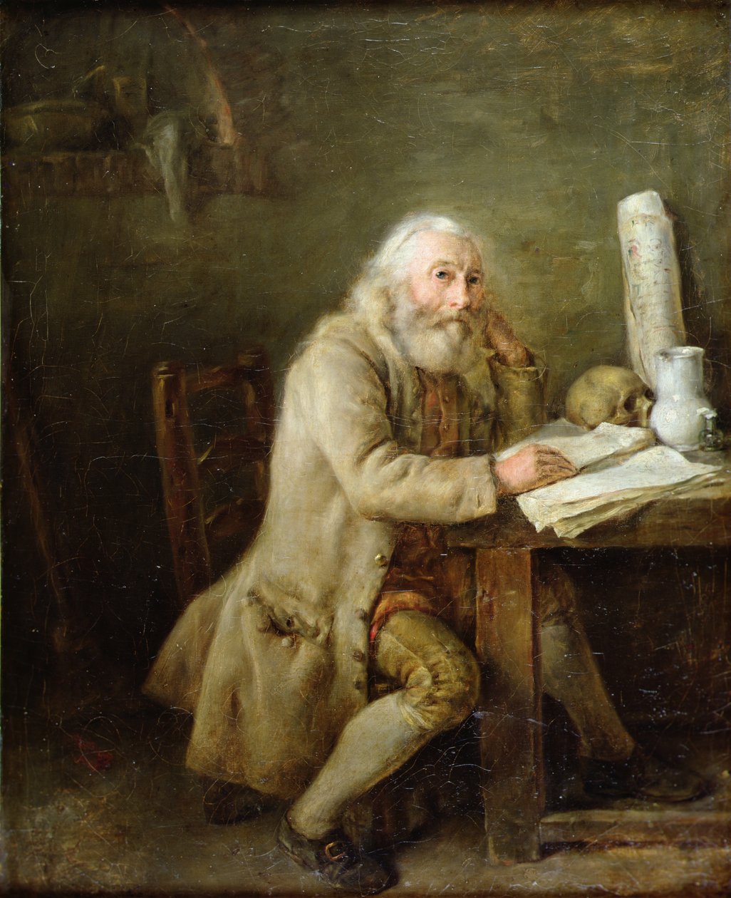 Oude Man die een Manuscript Leest door Nicolas Bernard Lepicie