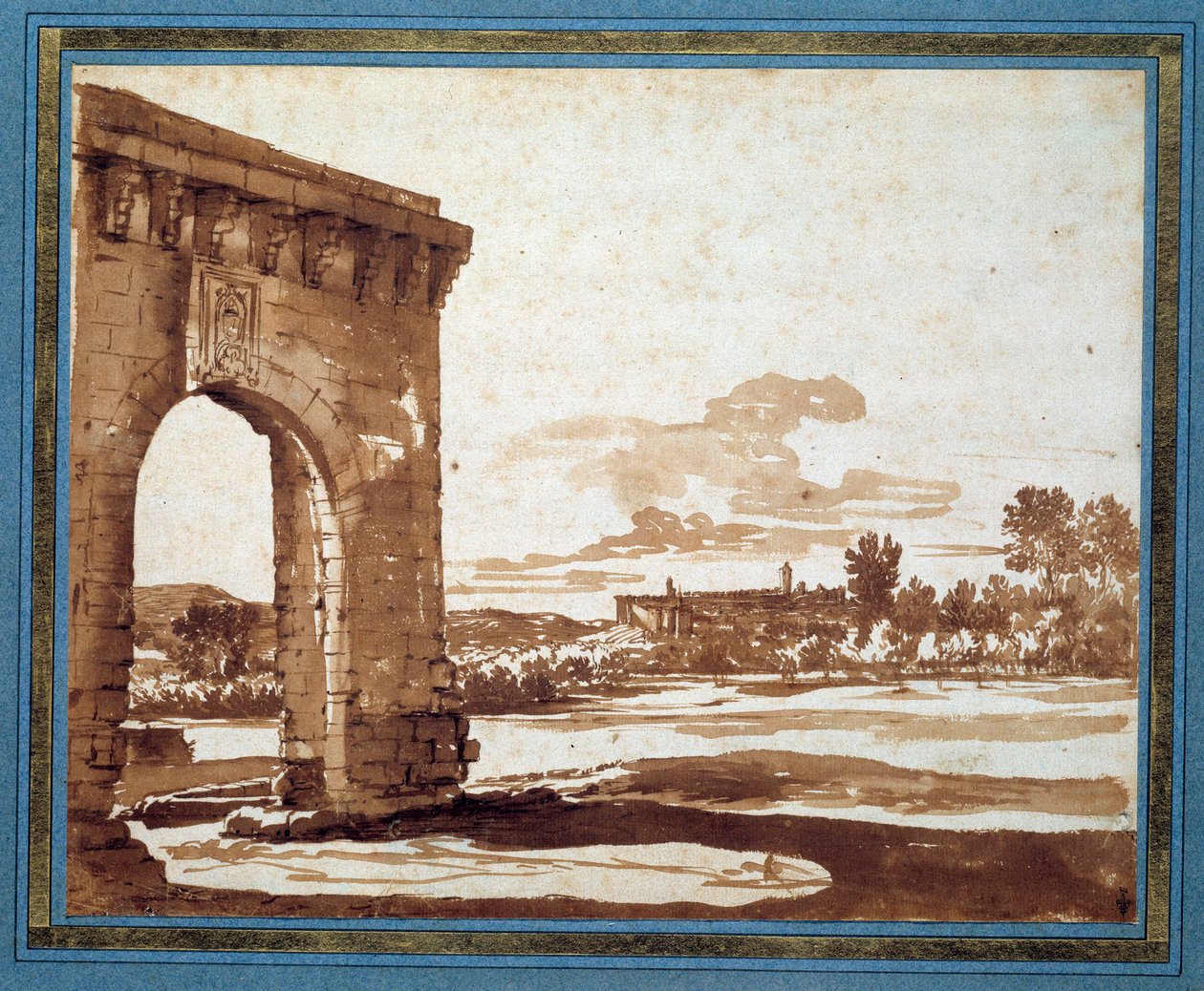 Uitzicht op Villeneuve-les-Avignons door Nicolas (circle of) Poussin