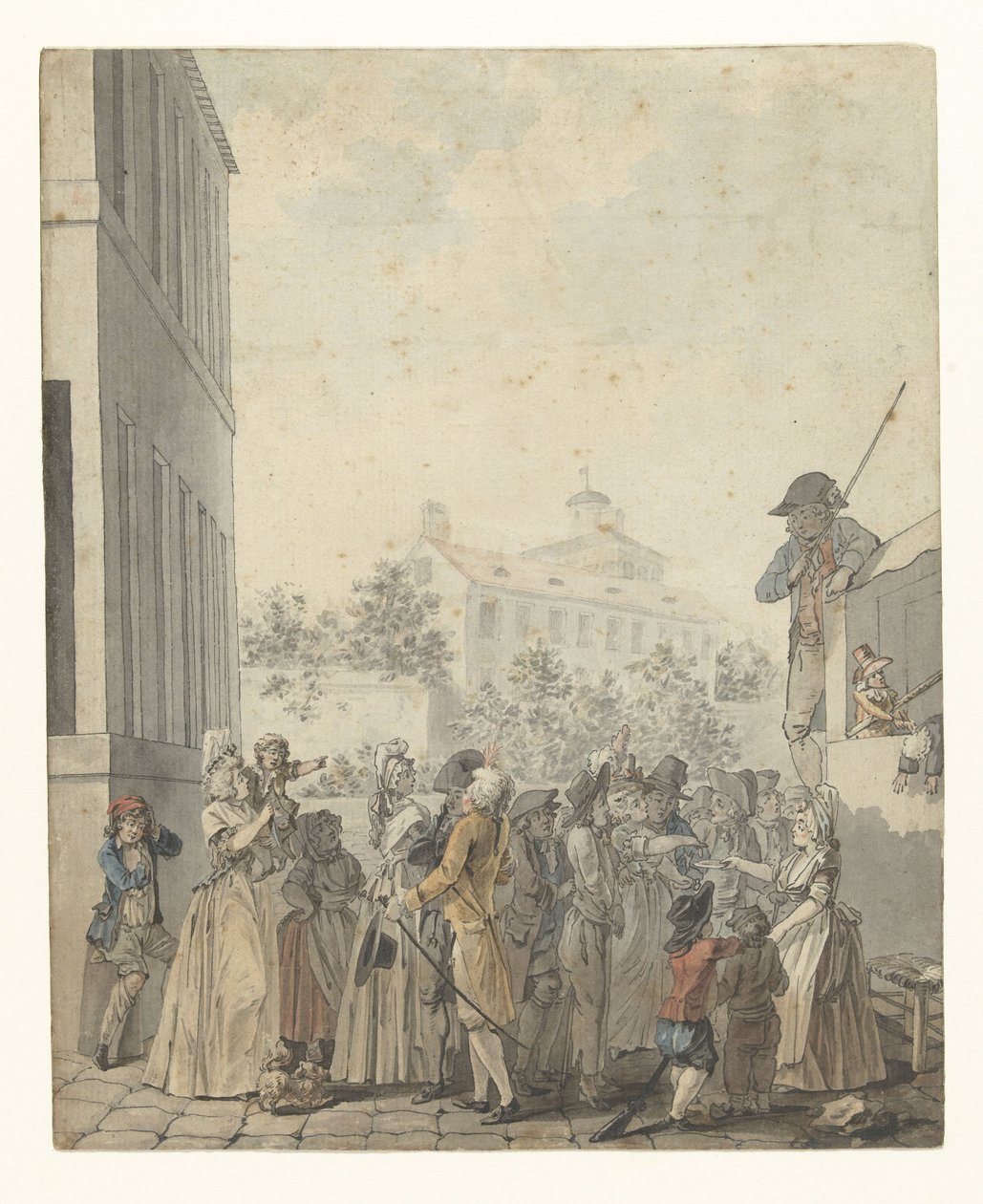 Poppenkast op een plein door Nicolas Antoine Taunay