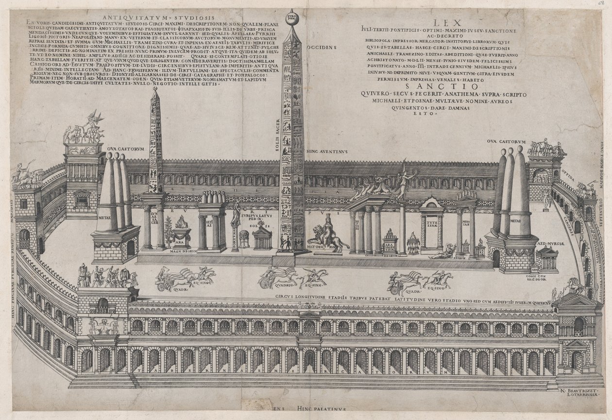 Speculum Romanae Magnificentiae: Circus Maximus door Nicolas Beatrizet
