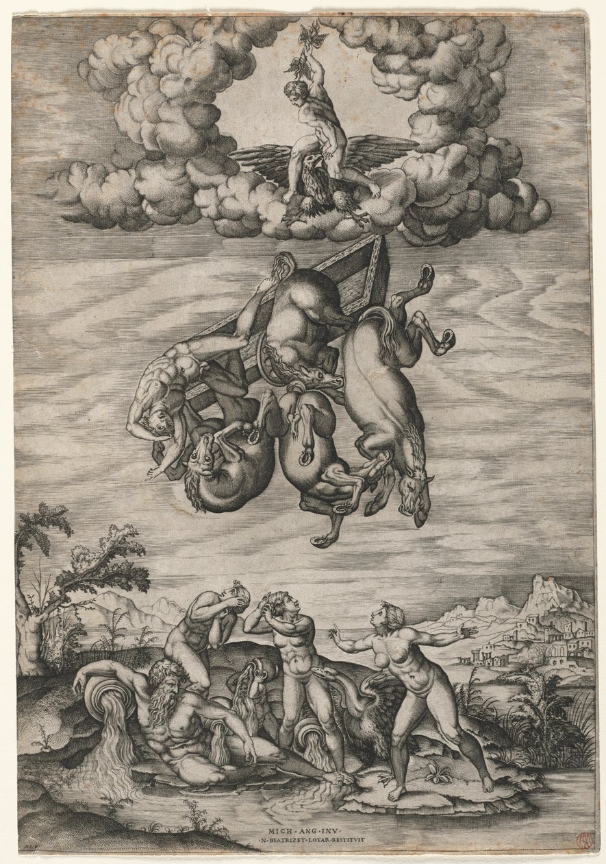 De val van Phaëton door Nicolas Beatrizet
