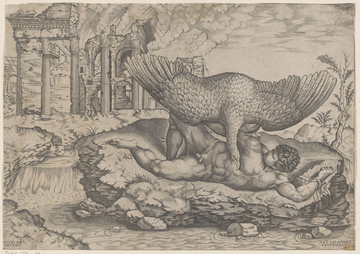 Tityus en de gier door Nicolas Beatrizet