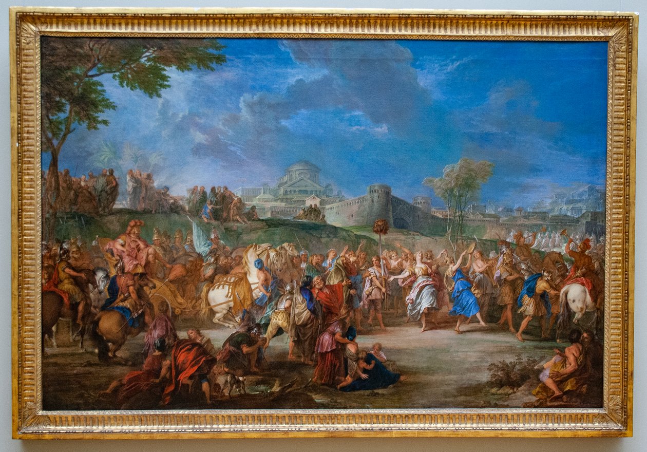 Frans:  Le Triomphe de David
Russisch: "Triomf van David door Nicolas Bertin