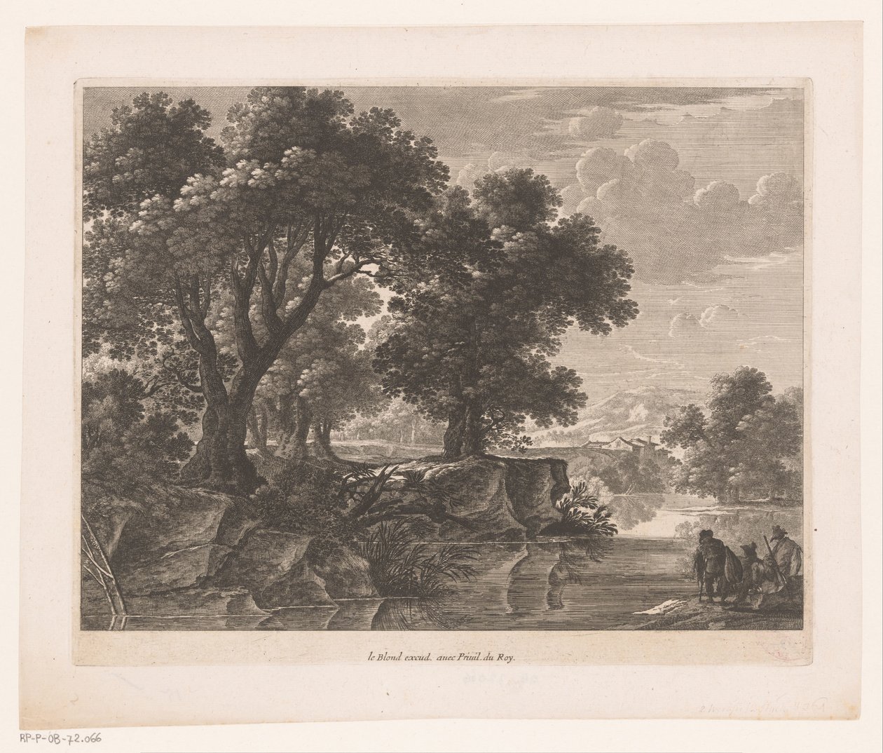 Drie mannen bij een rivier door Nicolas Perelle