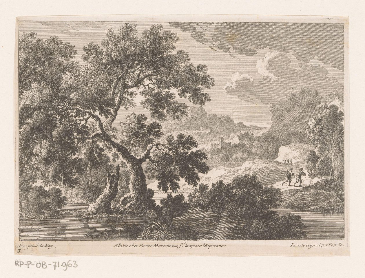 Landschap met bomen bij water door Nicolas Perelle