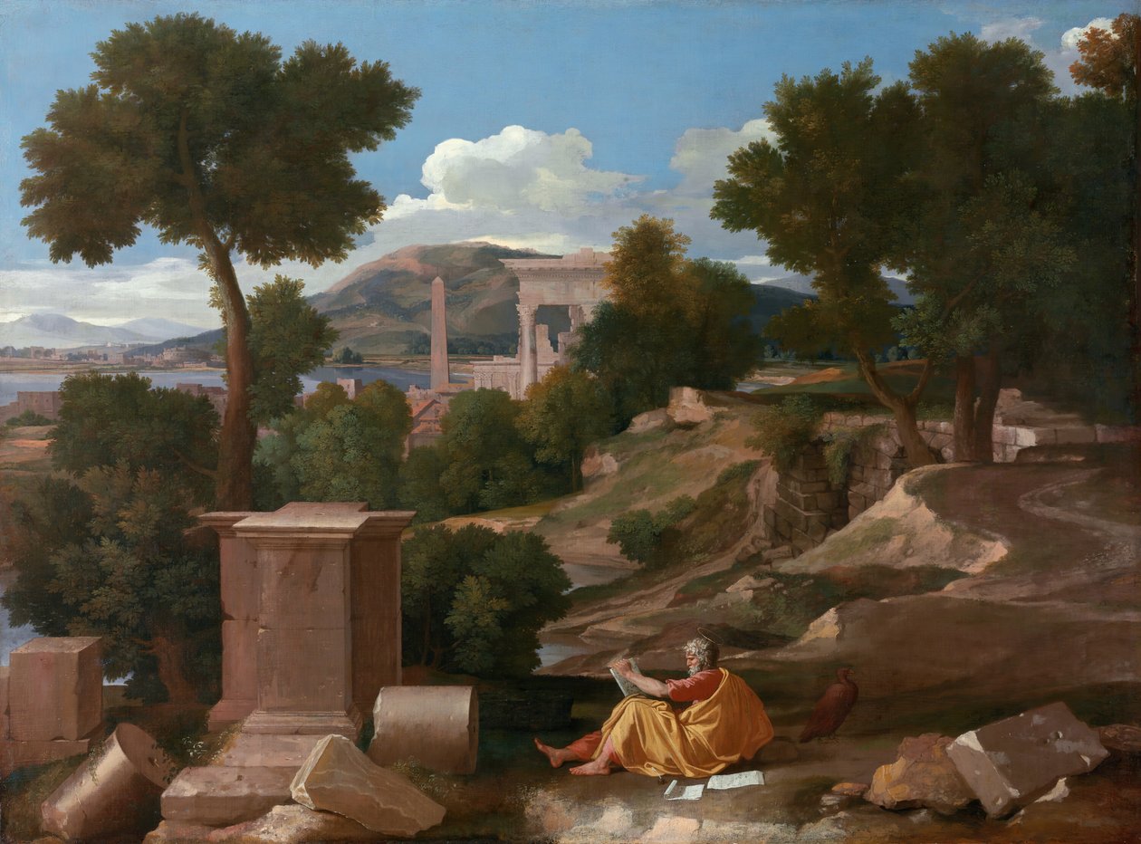 Landschap met Sint Jan op Patmos (1640) door Nicolas Poussin
