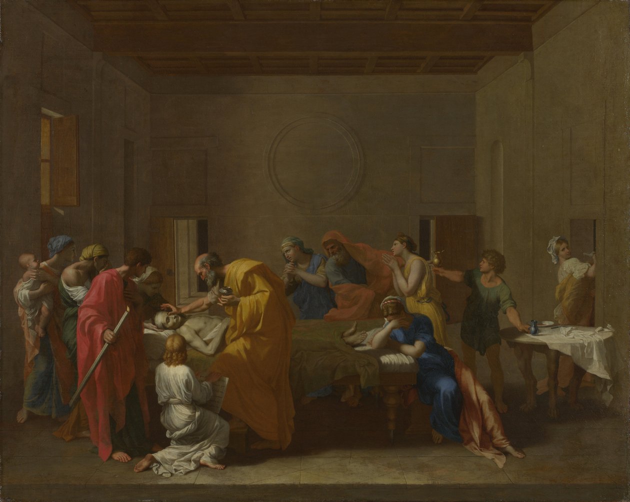 Zeven Sacramenten: Laatste Oliesel, ca. 1637-1640 door Nicolas Poussin