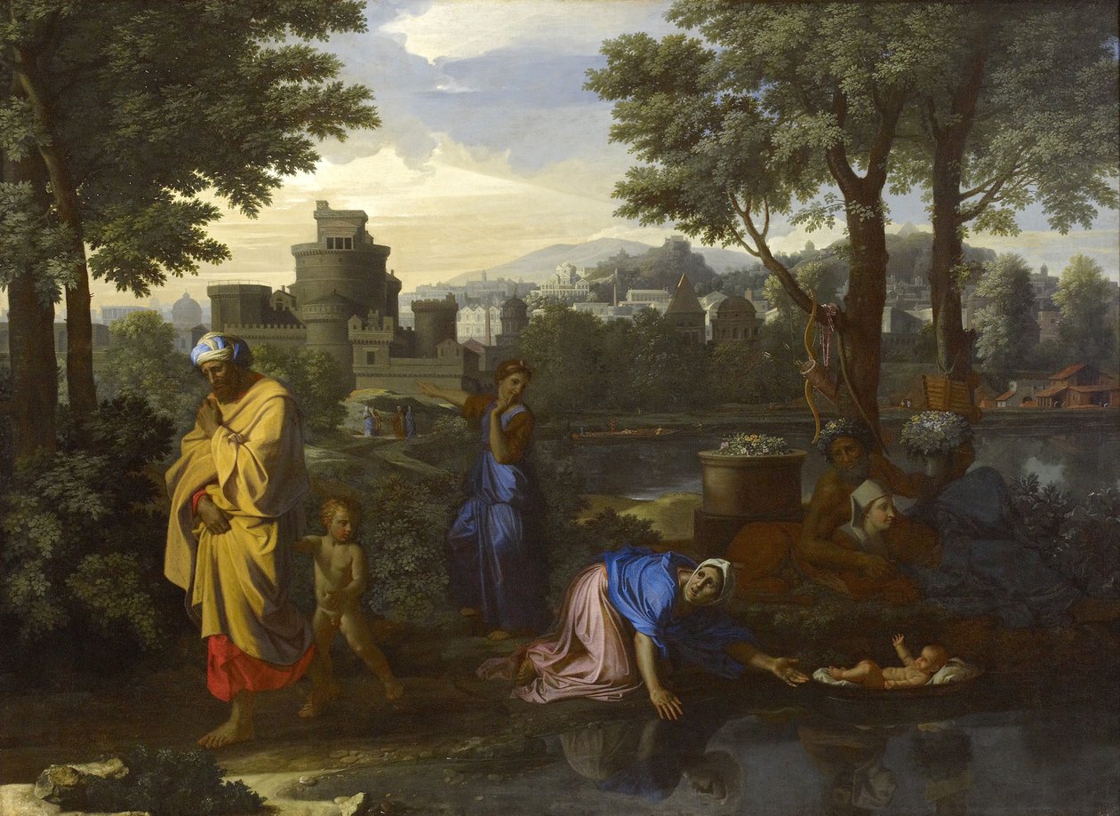 De vondst van Mozes door Nicolas Poussin