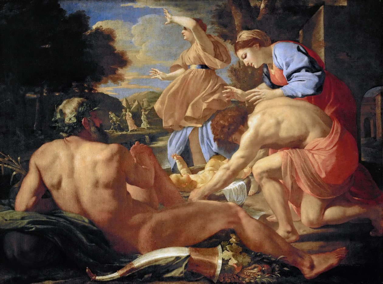 De vondst van Mozes, 1624 door Nicolas Poussin
