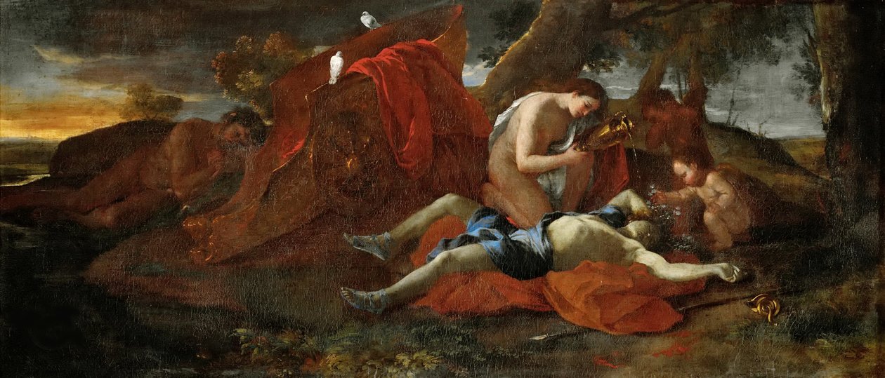Venus rouwt om Adonis door Nicolas Poussin