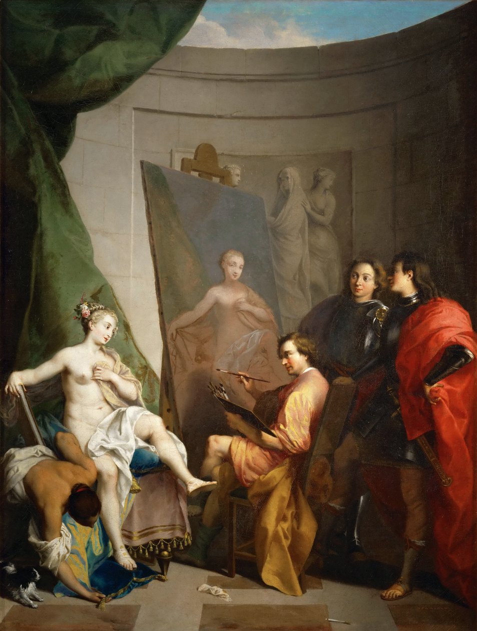 Apelles schildert Campaspe door Nicolas Vleughels