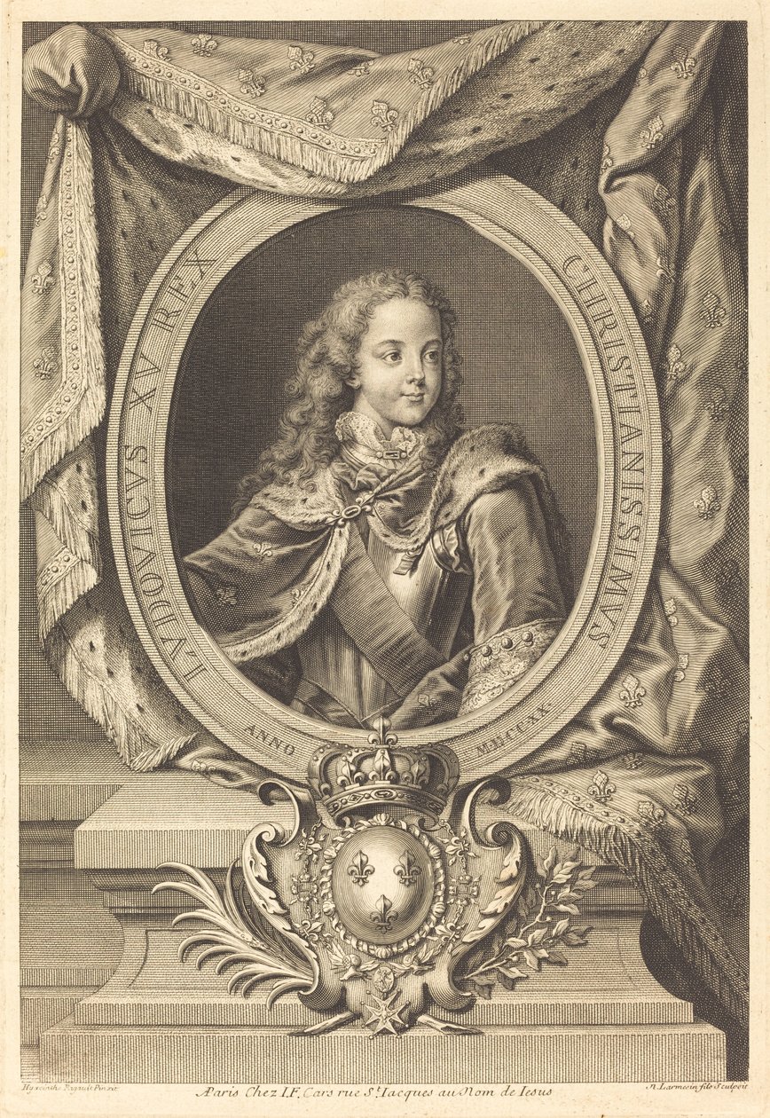 Lodewijk XV door Nicolas de Larmessin IV after Hyacinthe Rigaud