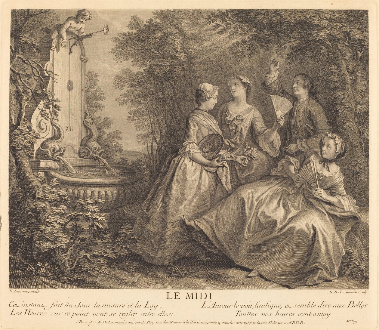 De middag door Nicolas de Larmessin IV after Nicolas Lancret