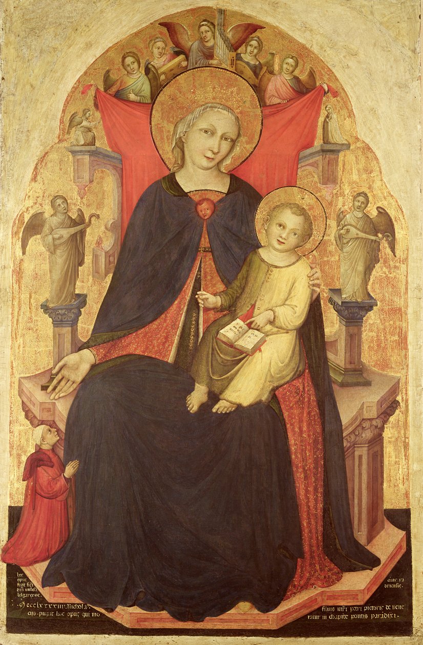 Madonna en Kind op de troon met de schenker Vulciano Belgarzone di Zara, c.1394 door Nicolò di Pietro