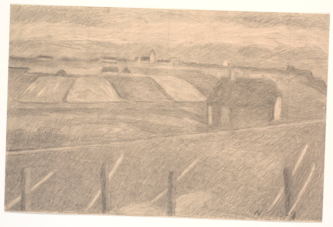 Landschap bij Ferring, vuurtoren verlicht door Niels Jakob Jakobsen Bjerre