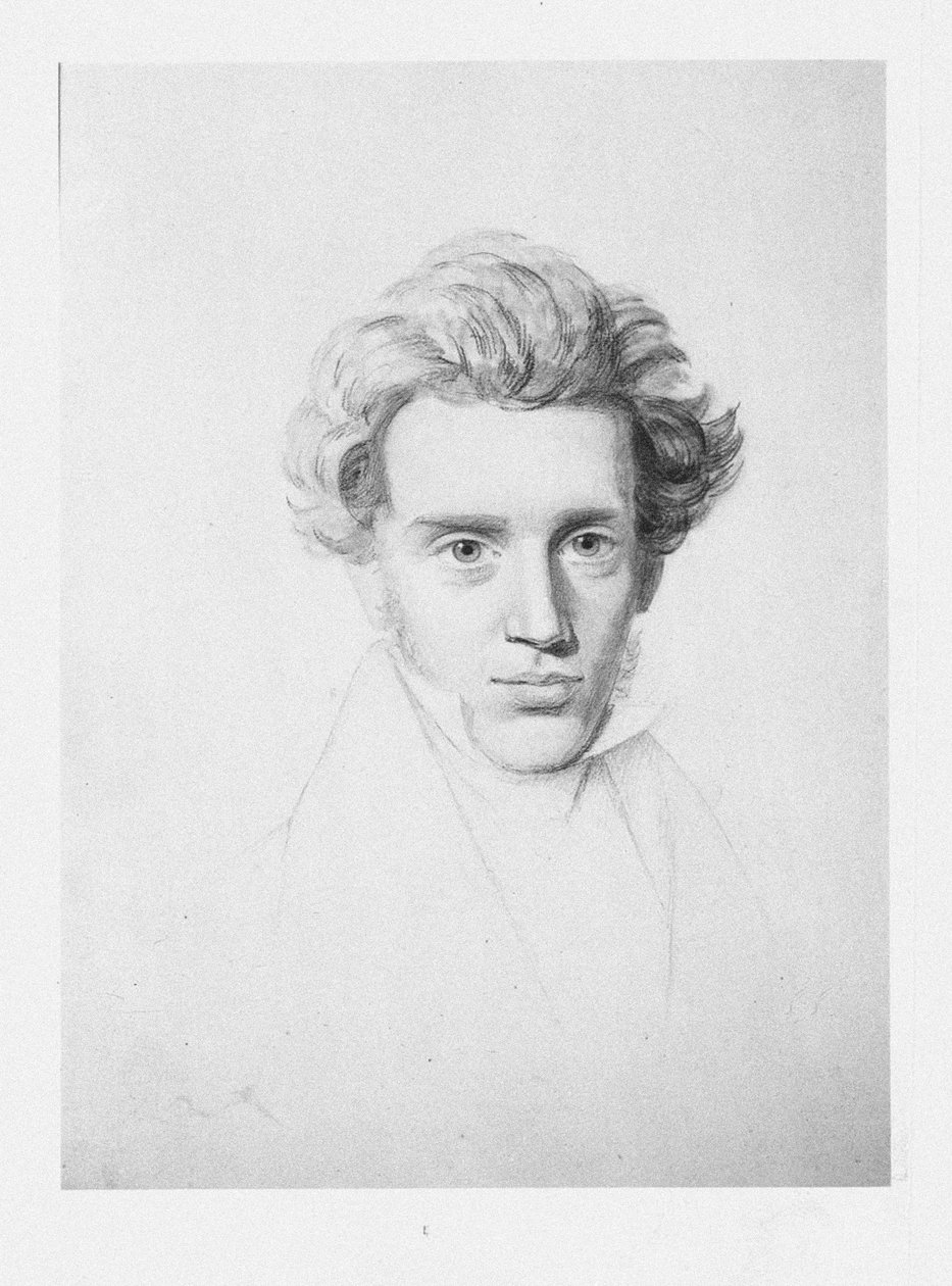 Søren Kierkegaard 1813-1855, ca. 1840 door Niels Christian Kierkegaard