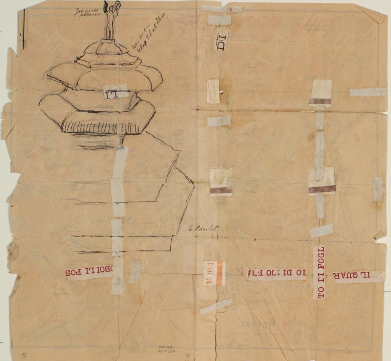 Studie van fontein, en notities door Niels Larsen Stevns