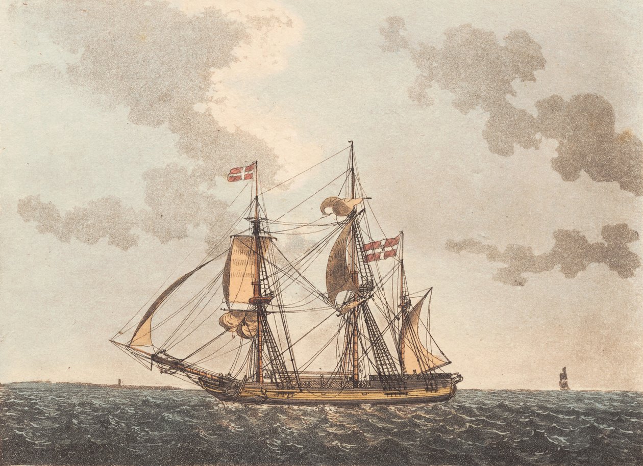 Een barkschip dat een haven zoekt door Niels Truslew