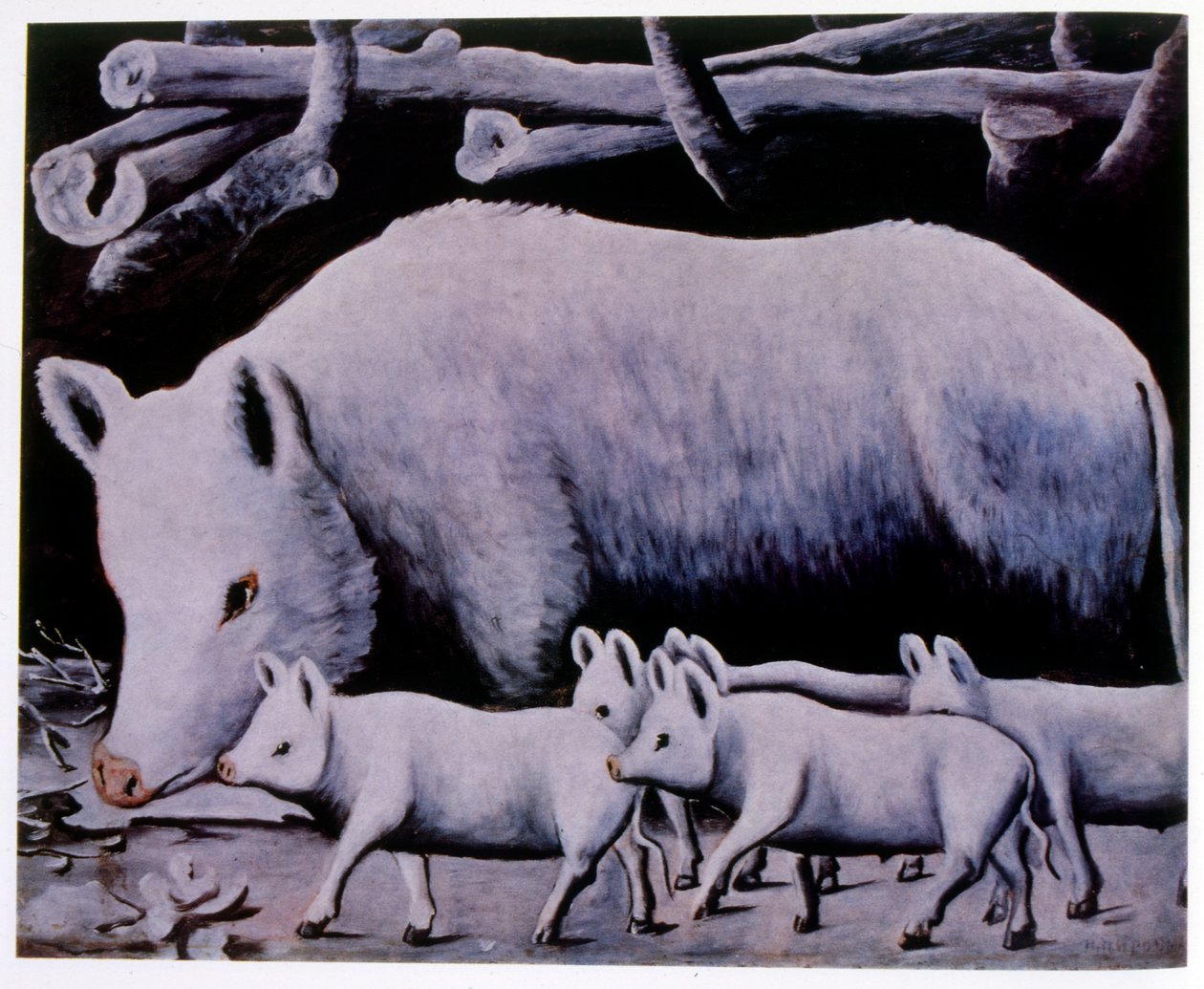 De witte varkens door Niko Pirosmani