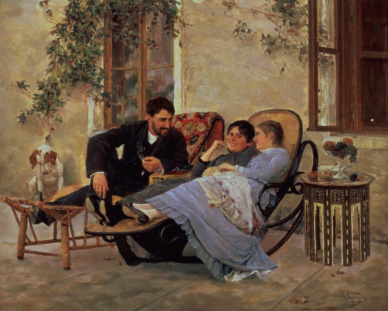Na het diner, 1888 door Nikolai Dmitrievich Kuznetsov
