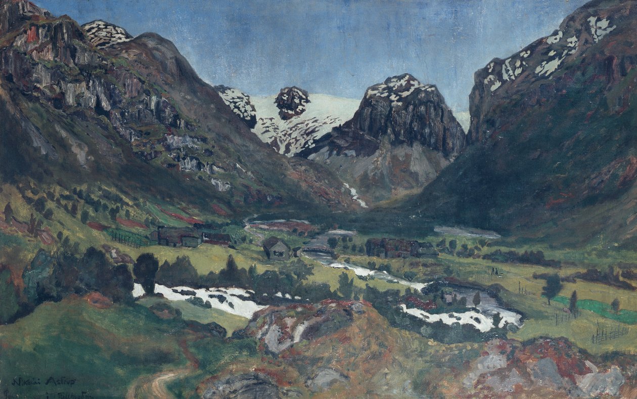 Juninacht in het bergdorp door Nikolai Astrup