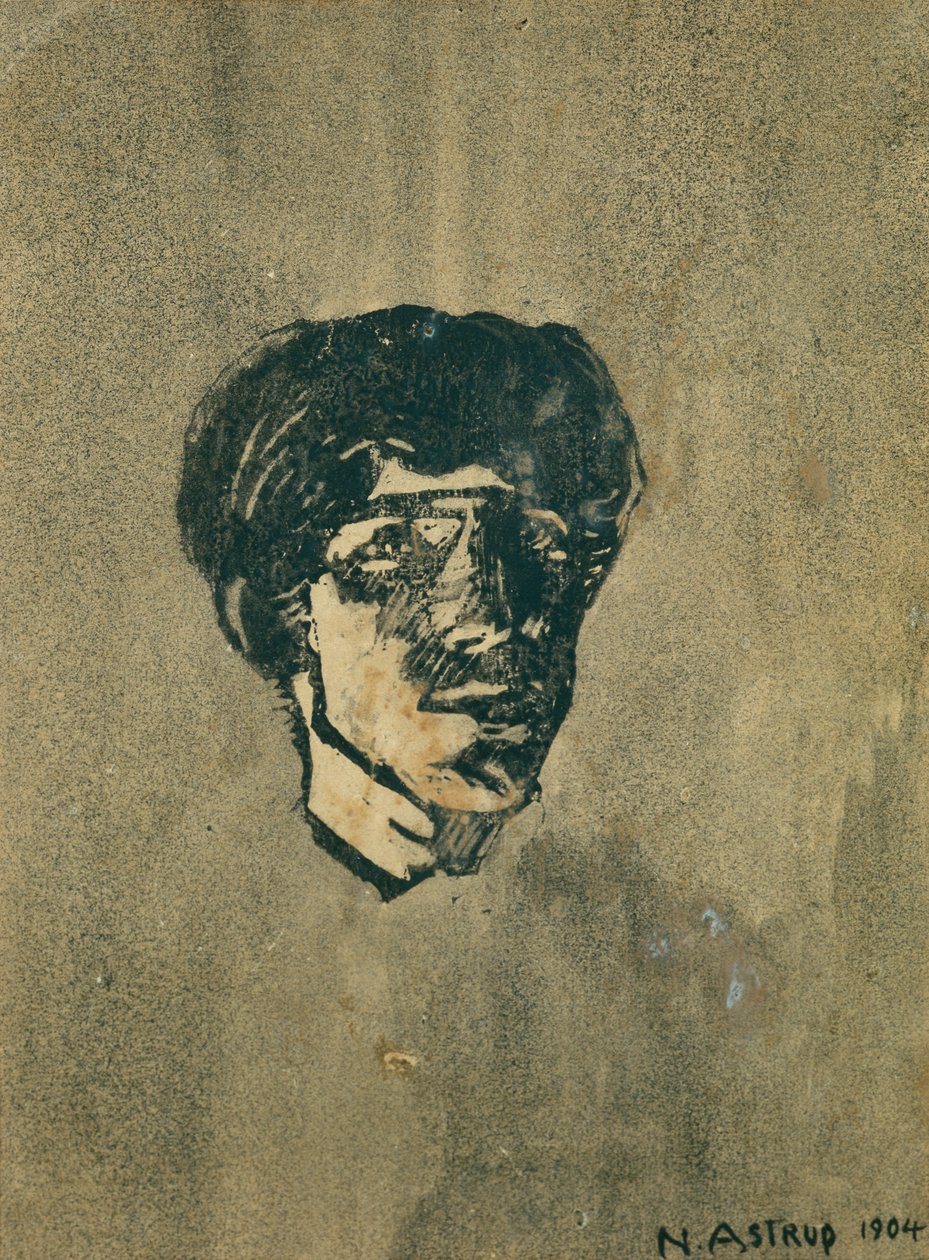 Klein zelfportret door Nikolai Astrup