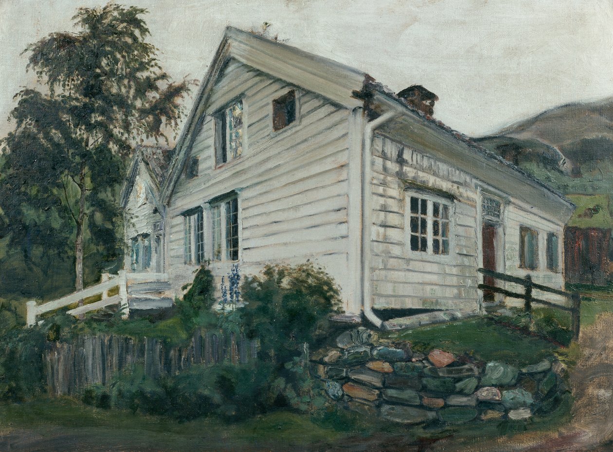 De pastorie in regenachtig weer door Nikolai Astrup