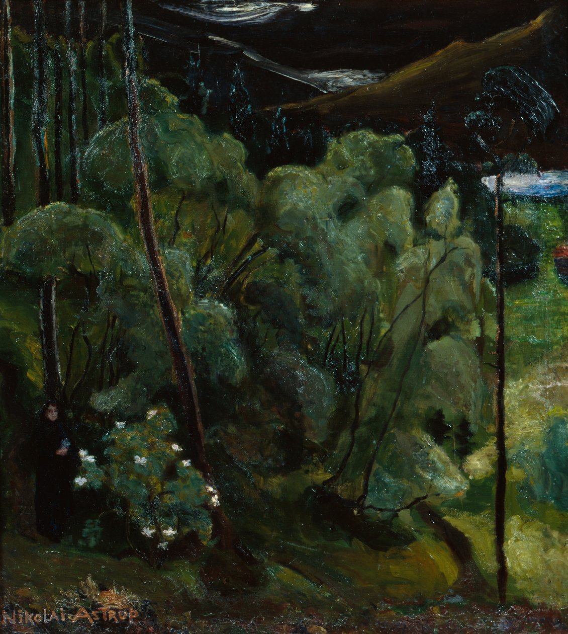 Vrouw in het bos door Nikolai Astrup