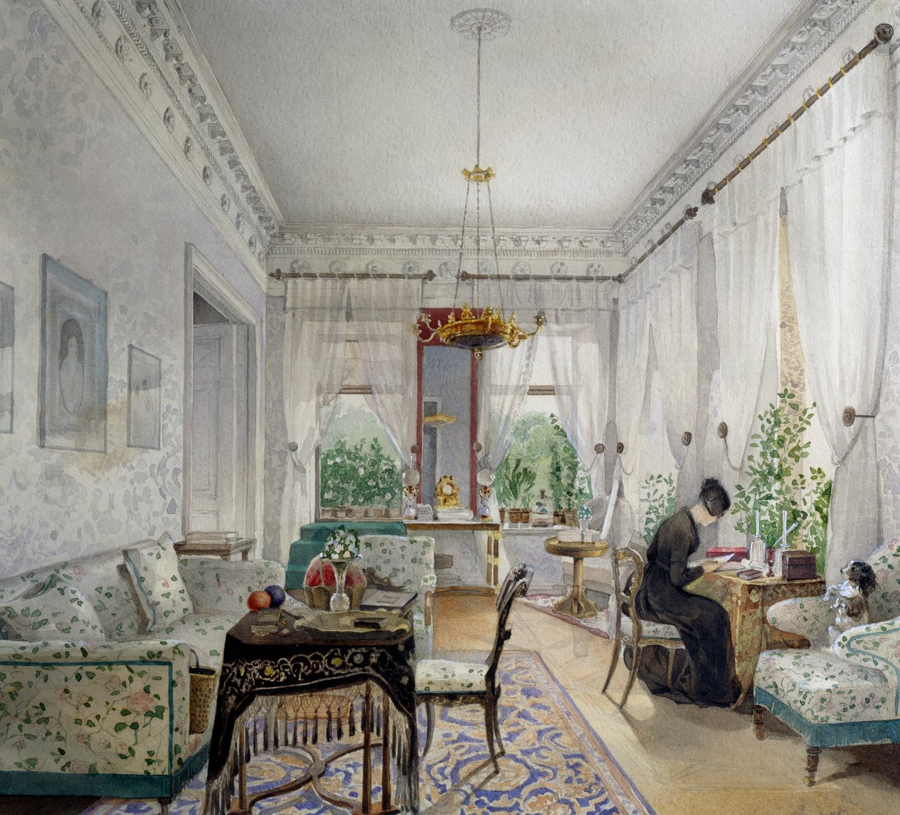 Interieur van Lopuchin huis door Nikolai Ivanovich Tichobrazov