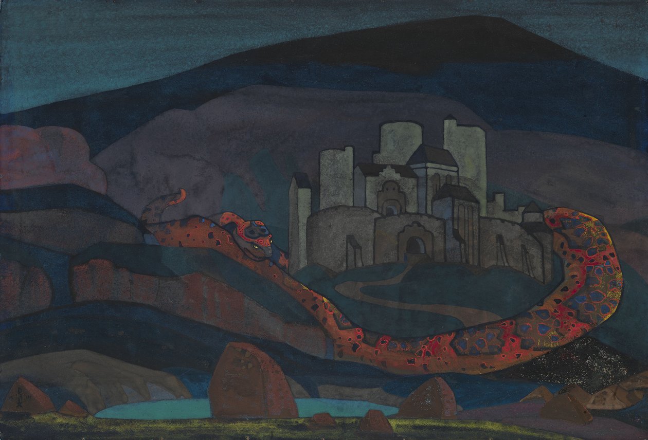 De Verdoemde Stad, 1914 door Nikolai Konstantinowitsch Roerich