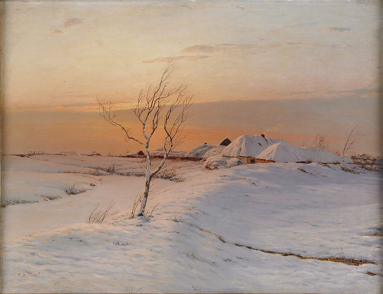 Winteravond, 1895 door Nikolai Nikanorovich Dubovskoy